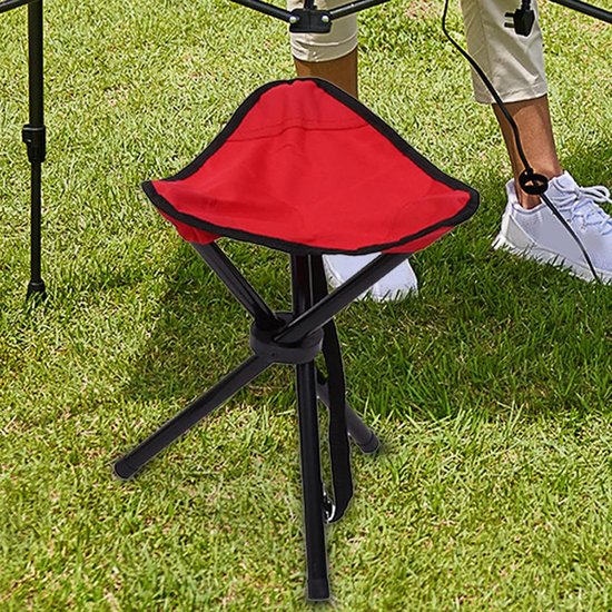 Camping Kruk - Opvouwbaar Zitje - Outdoor Activiteiten - Triangular Stabiliteit - 38 cm Hoog - Rood van Camping — afbeelding 4