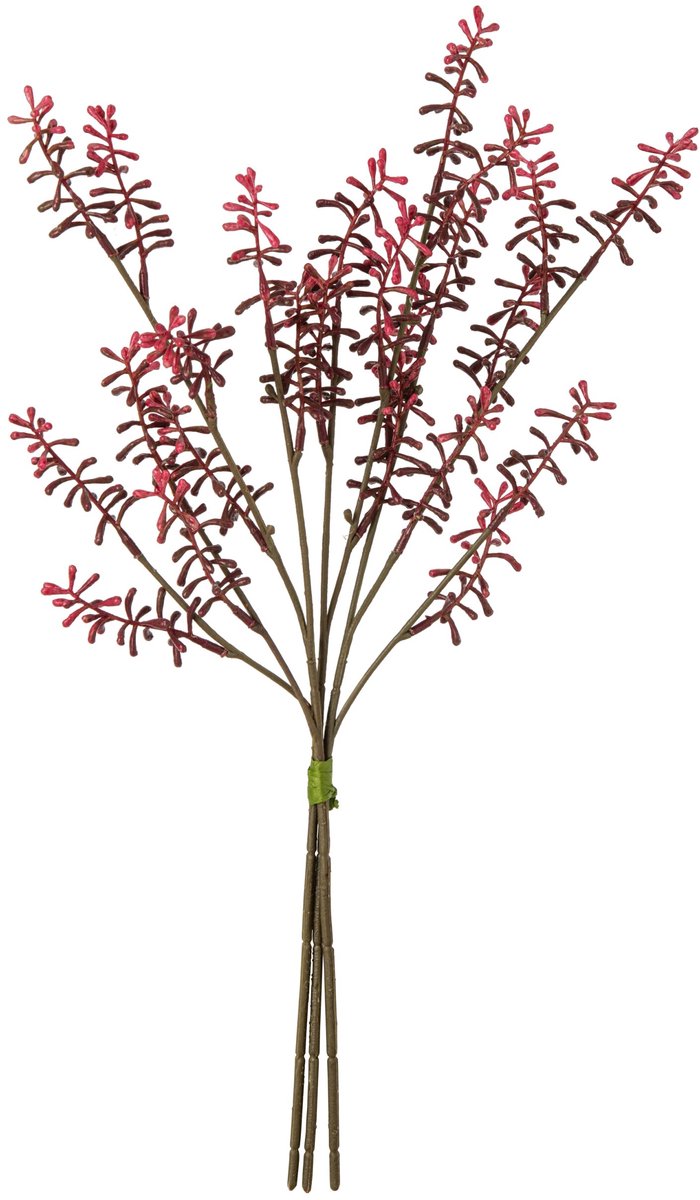 J-Line Myrica - synthetisch - donkerroze - 2 sets van 3