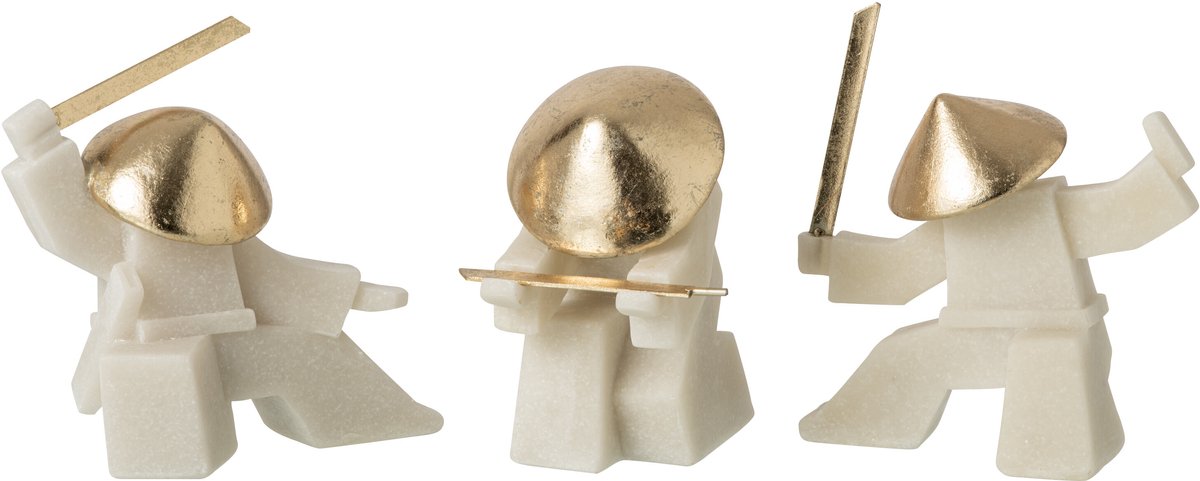 J-Line Martialartsfiguur - hars - wit/goud - assortiment van 3