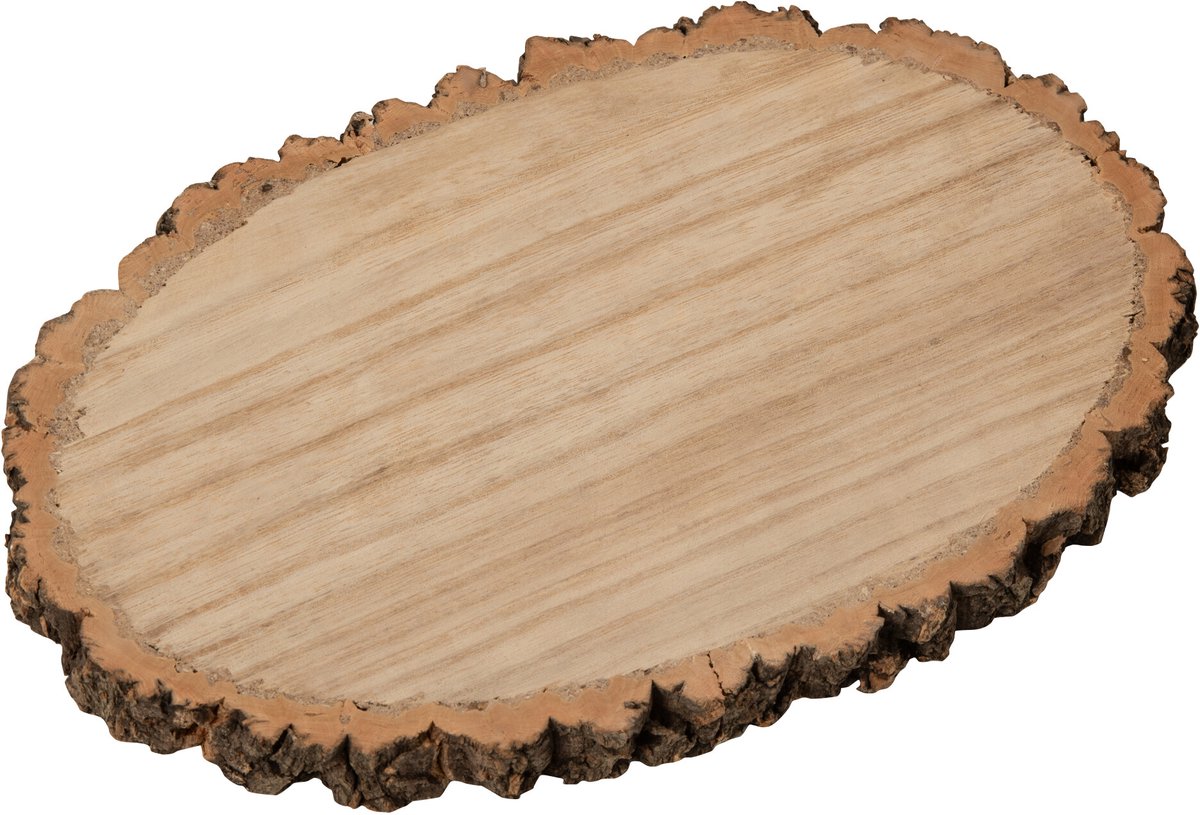J-Line decoratie schijf - hout - naturel - small