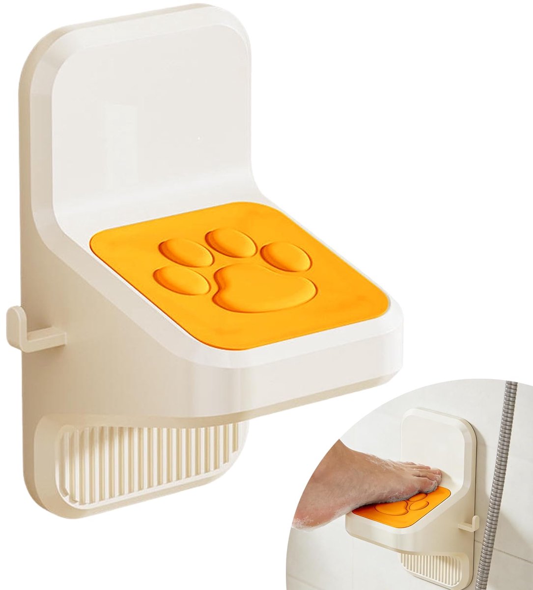 Douchevoetsteun - compact boorloos robuust antislip muurmontage scheerpedaal voor badkamer ruimtebesparend voetpedaalkrukje voor been scheren