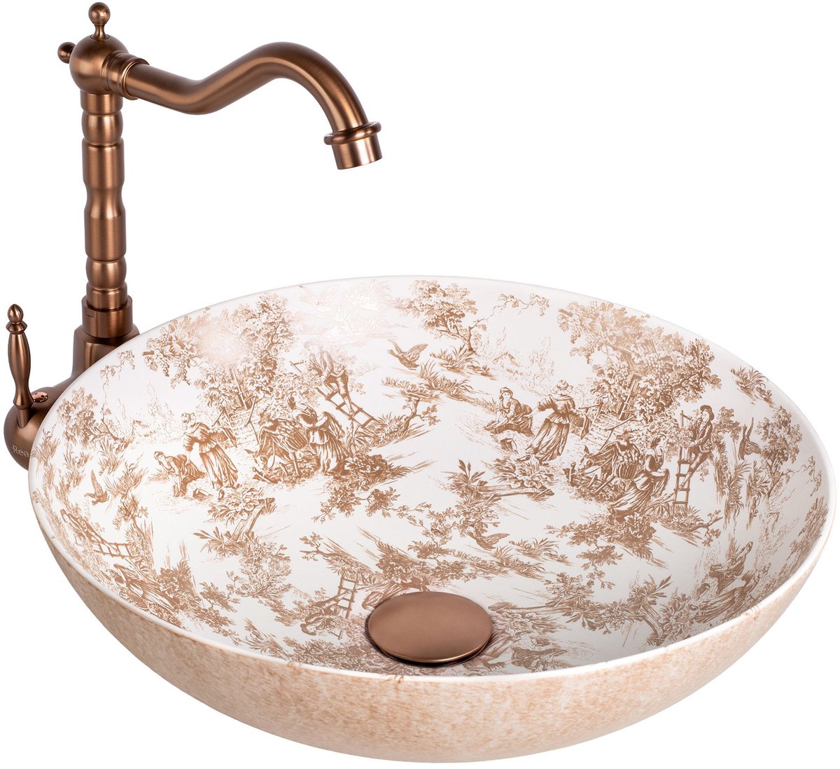 Rea - Wastafel Juliana Brown, Ronde - 40 x 40 x 11,5 cm