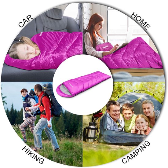 Slaapzak 3 seizoenen lichtgewicht voor volwassenen en kinderen - compacte camping slaapzak roze roos van The Boy Scouts — afbeelding 2