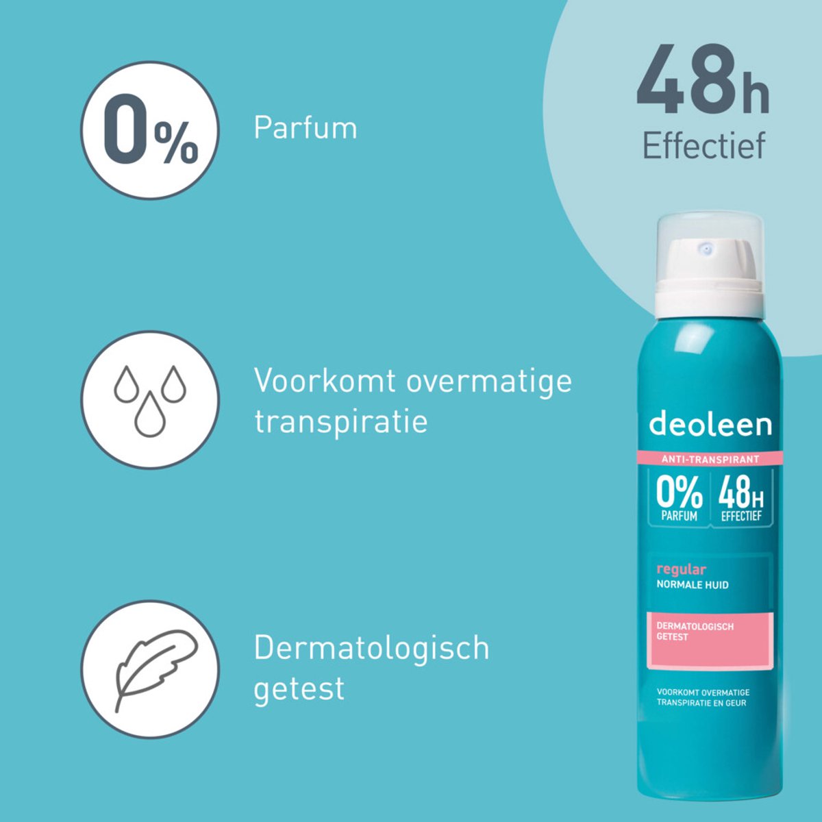 Bol.com Deoleen - Deodorant Spray Regular Anti-Transpirant - 3 x 150 ml - Voordeelverpakking aanbieding