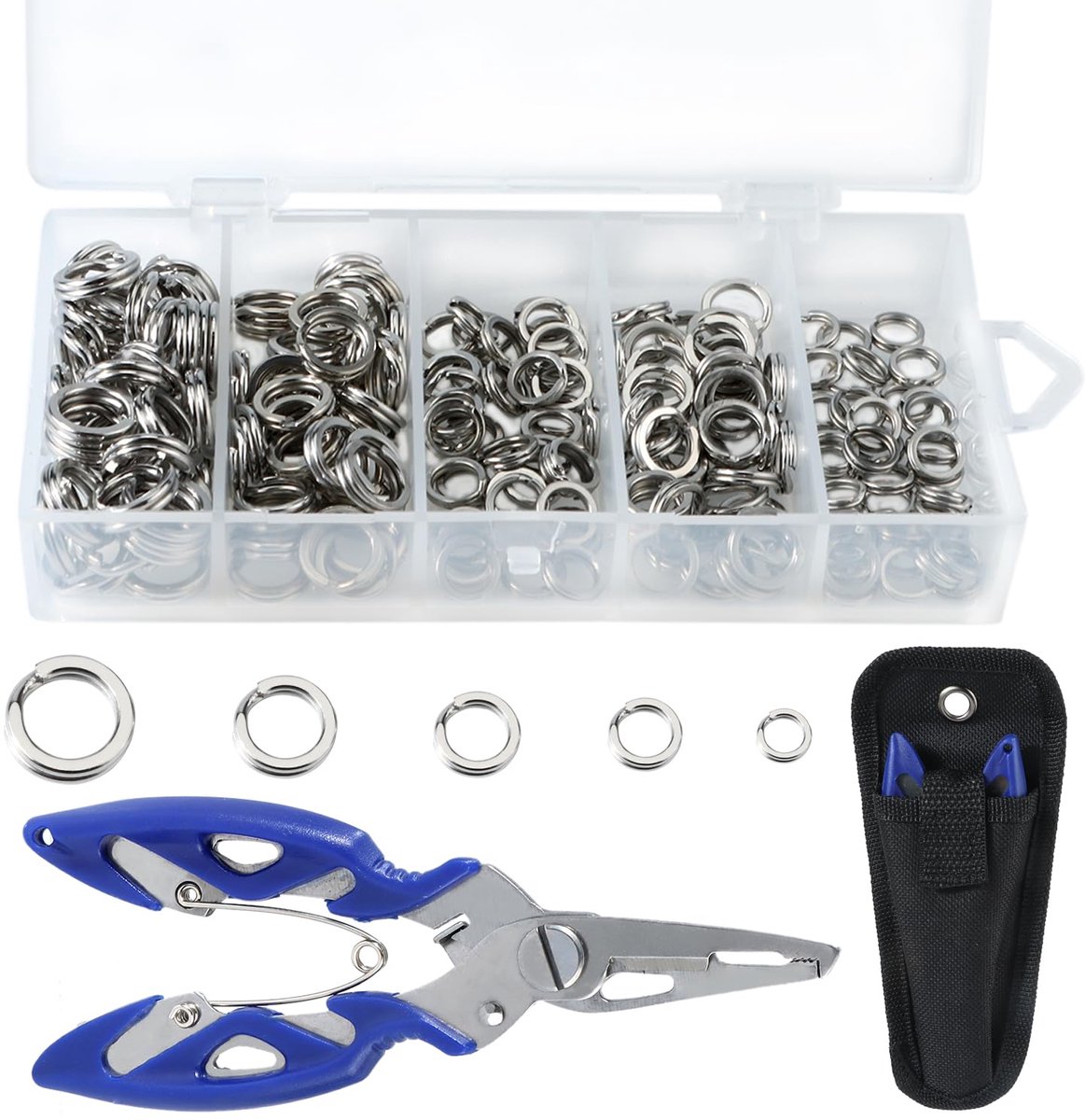 200 stuks vissplitringen, dubbele snap-ring, vissplitringen, dubbele snap-lus, aas met vistang voor zout water, zoetwatervissen