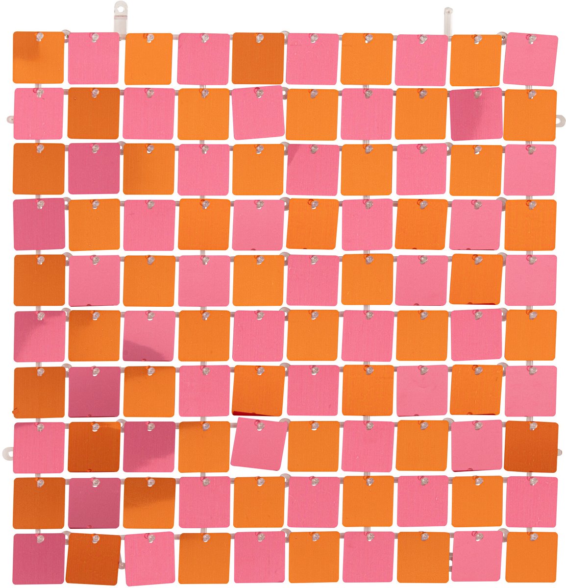 J-Line Vierkant decoratief paillettenpaneel - PET - roze/oranje - set van 6
