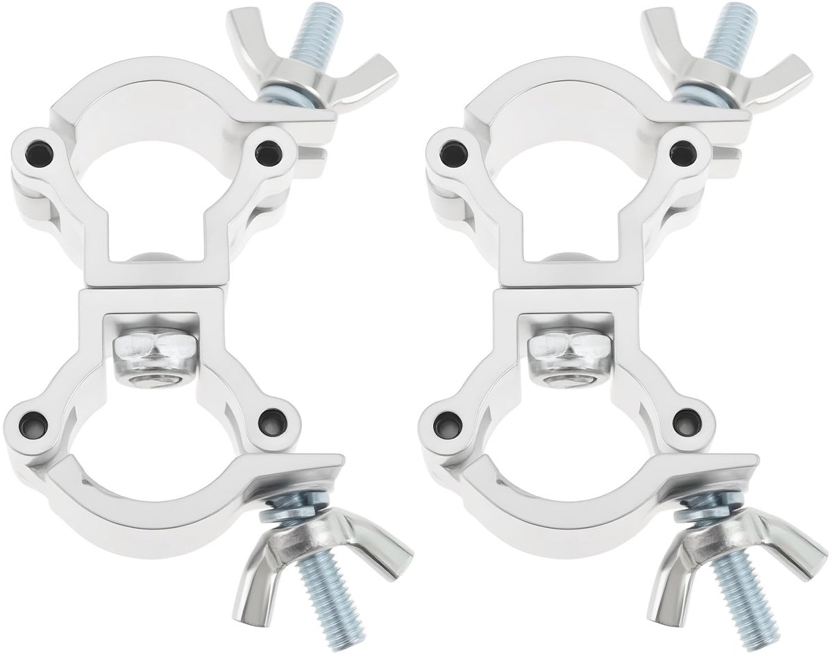 2 stks Swivel Dubbele Koppeling Truss Klemmen Aluminium Swivel Dubbele Ring Gesp voor 18-21mm Buis