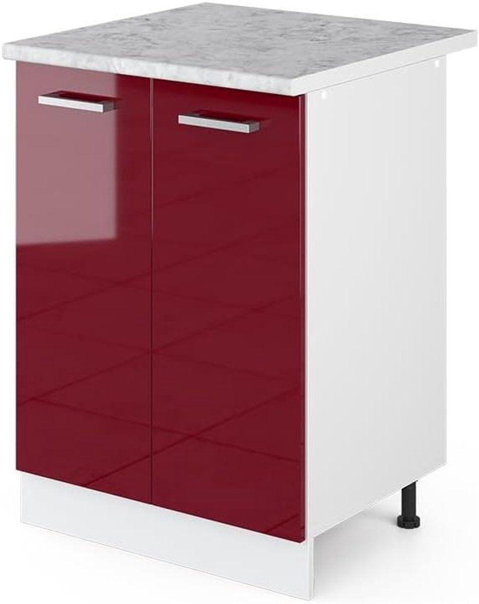 Hobbykast - Opbergkast Keuken - Hobbykamer Inrichten - Verstelbare pootjes - 60 cm breed - Bordeaux hoogglans
