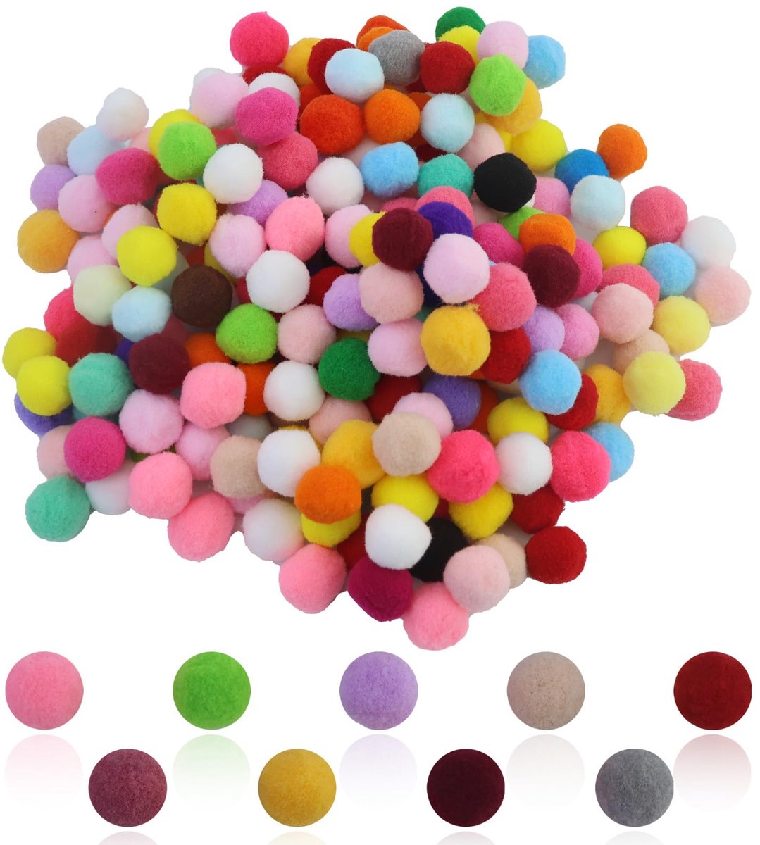 Vilten Pompons Set van 500 Stuks, 20-25 mm, Mini Pompons voor DIY Knutselen, Decoratie en Naaien - Voor Kinderen en Volwassenen