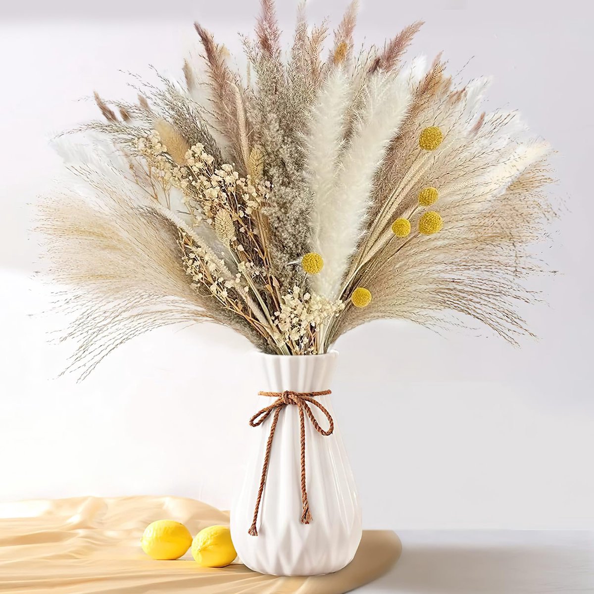 Gedroogde bloemen, woonkamerdecoratie, gedroogd pampasgras, decoratie van pampasgras, bruiloftstafeldecoratie, kamerdecoratie, vaas niet inbegrepen (A)