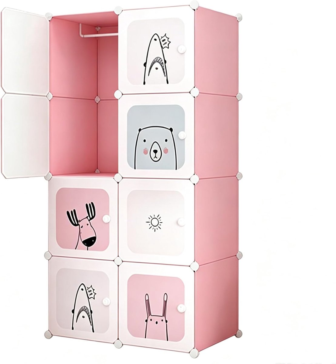 kledingkast-Modulaire kinderkledingkast stevige plastic opbergkast- Cartoon design-Geurloo