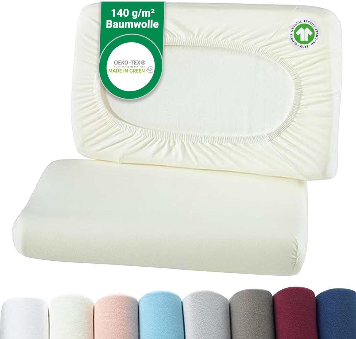 Dailygoods- Kussenslopen Set van 2 - Biologische Katoen 97% GOTS-gecertificeerd - Voor Nekkussen/Gezondheidskussen - Afmetingen 45-60 x 30-40 cm - 20 cm Brug - Natuurlijk - Kussenhoezen