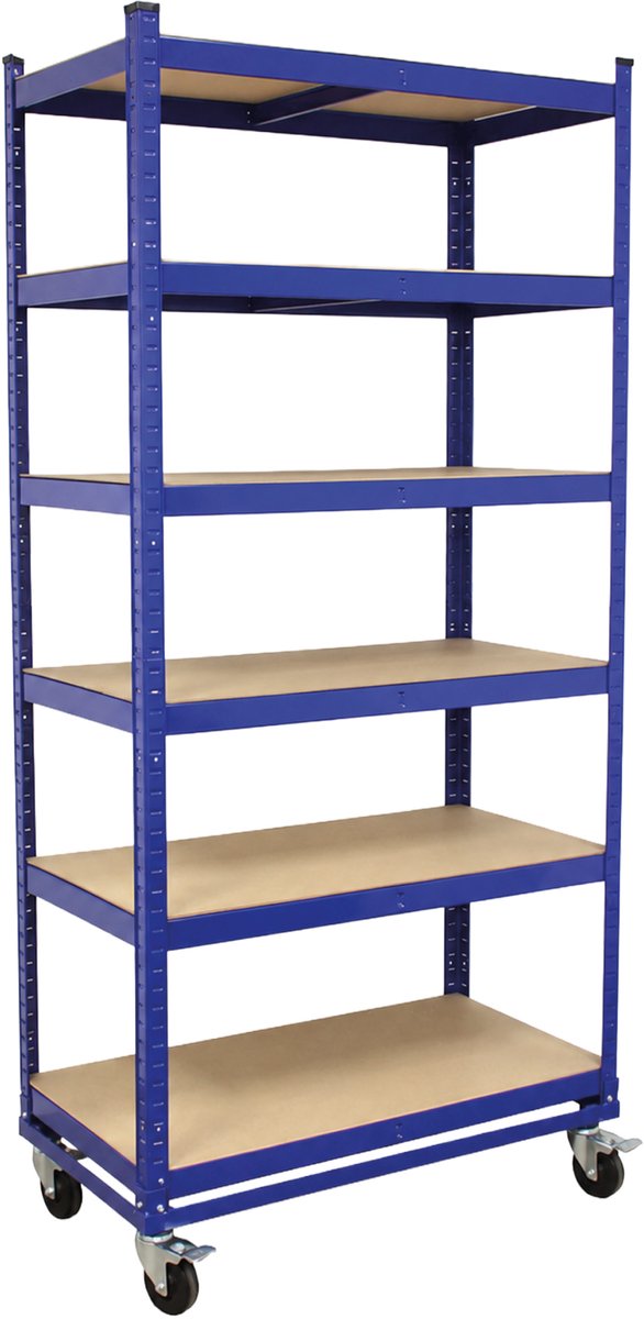 TRUTZHOLM Etagewagen 900kg met Rem - 215cm Hoog 6 Etages - Heavy Duty Industriële Rolwagen Orderverzamelrek Tijdschriftenwagen