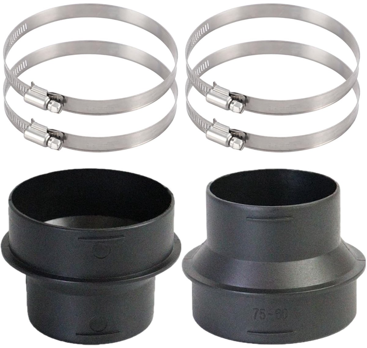 Dailygoods - Buisverbinders voor Verwarmingsuitlaten 60 tot 75 mm, 2 Stuks
