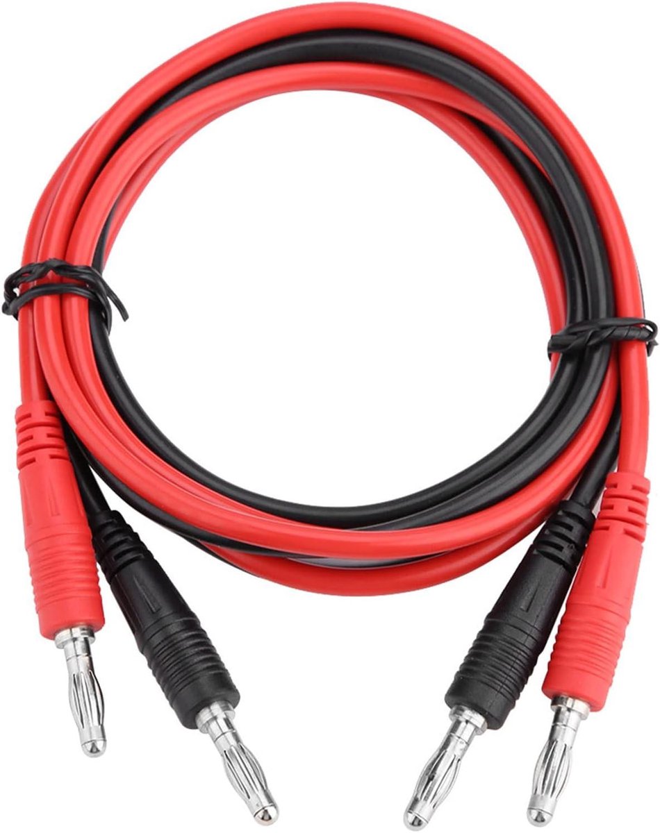 Multimeter Testkabels - Meetkabels Set - Elektrische Tests - Banaanstekker naar 4mm - 103 cm Lengte - Rood Zwart