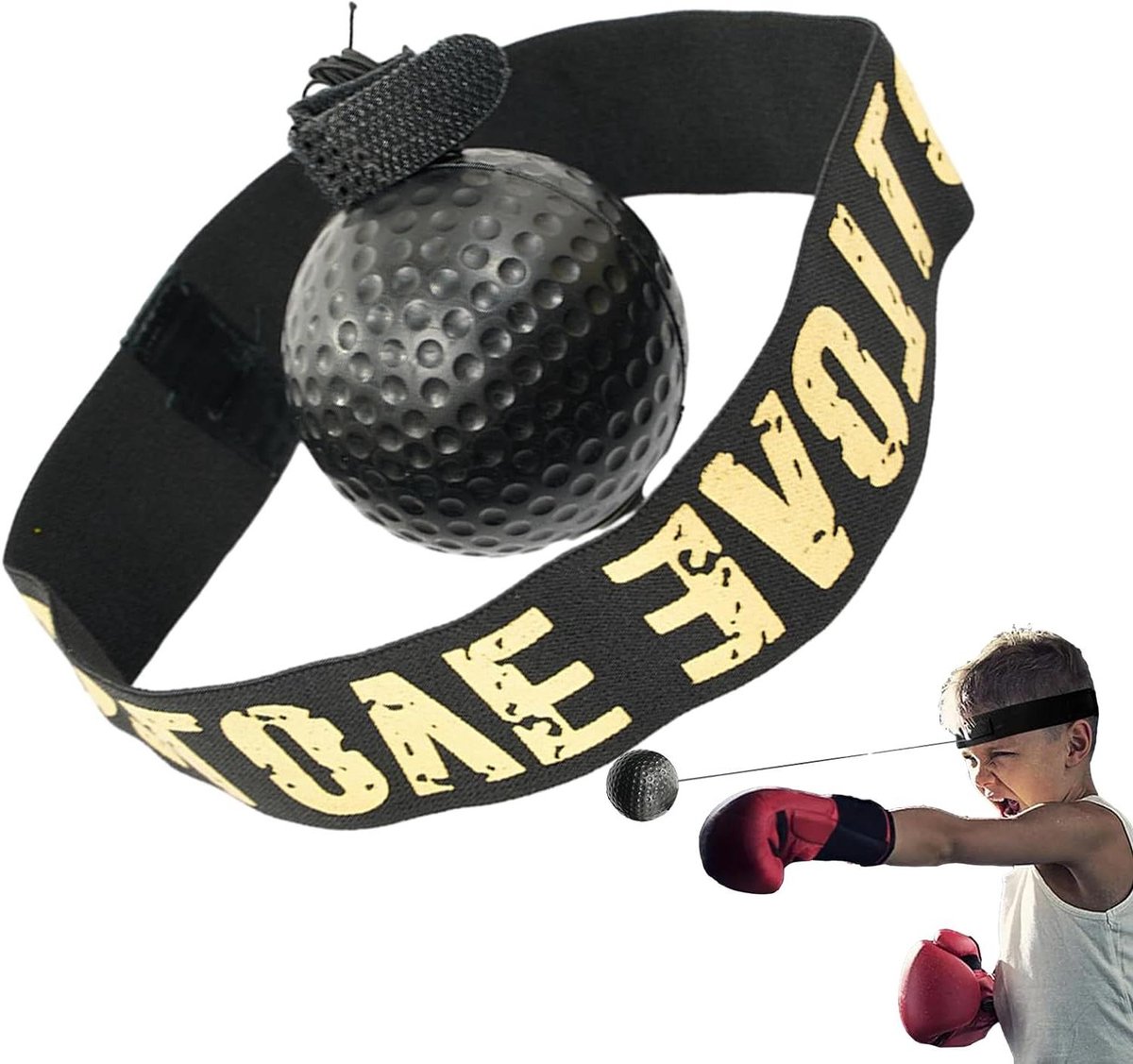 Boks Reflex Bal - Trainingsbal Boksen - Hand-Oog Coördinatie - Verstelbare Hoofdband - 8 cm - Zwart