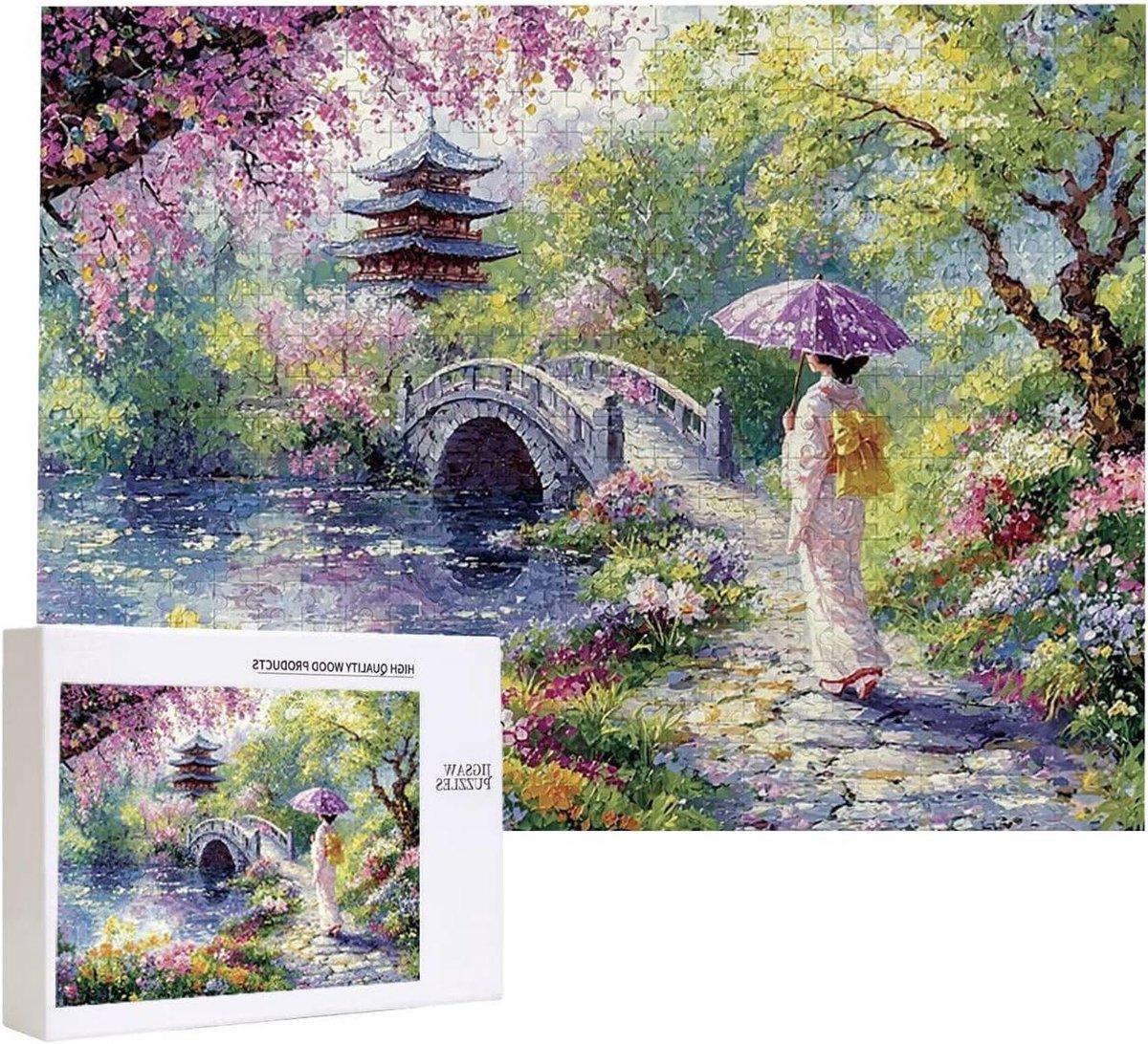 Legpuzzel 1500 stukjes - Landschap Puzzel Geisha - Ontspannend Tijdverdrijf - Natuurlijk Hout Materiaal - 87 x 57 cm - Multicolor