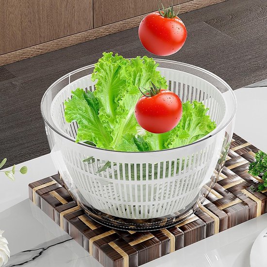 Slacentrifuge - Keuken Droger - Verse Salades Maken - Handmatig en Draagbaar - 5 Liter Inhoud - Wit — afbeelding 5