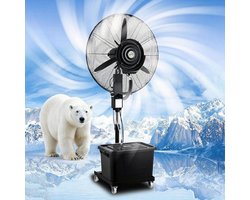 Staande Ventilator met Vernevelaar - Vernevelingsventilator Luchtkoeler - Verkoeling en Bevochtiging - Groot Waterreservoir - 42L 81cm - Grijs