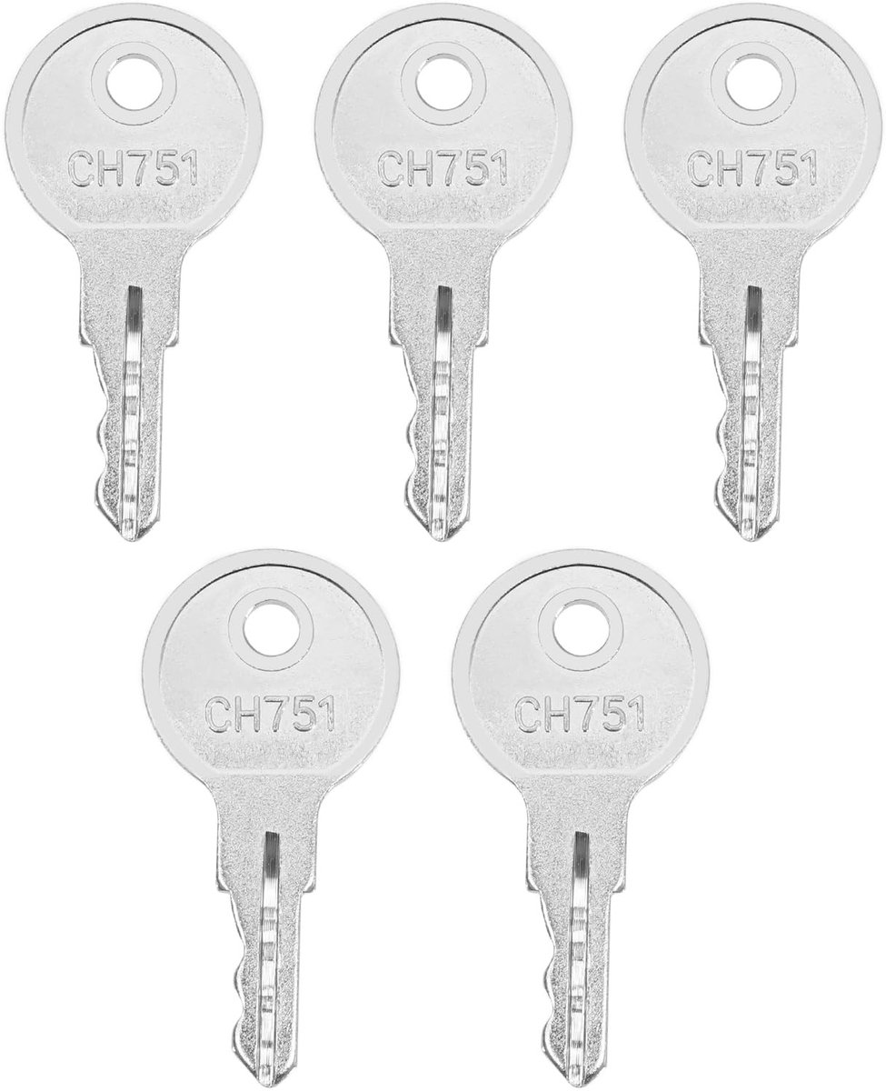 Dailygoods- Vervangingssleutel Set van 5 - Sleutels CH751 - Compatibel met Hillman/Hyoko/Grainger - Ideaal voor campers/kluisjes - Afmetingen 2,2 x 4,6 cm - Materiaal: metaal - Sleutelset