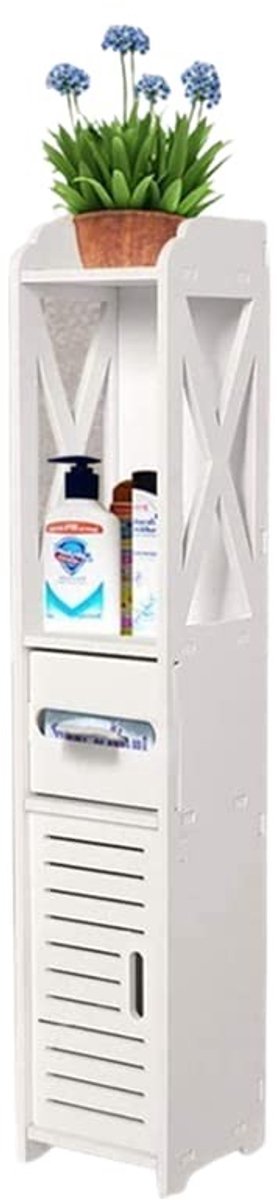 Dailygoods- Badkamerkast Ruimtebesparend - Opbergrek - Toiletmeubel - Decoratief Meubilair - Compact Ontwerp - Waterdicht Hout-Plastic Panelen - Opbergkast
