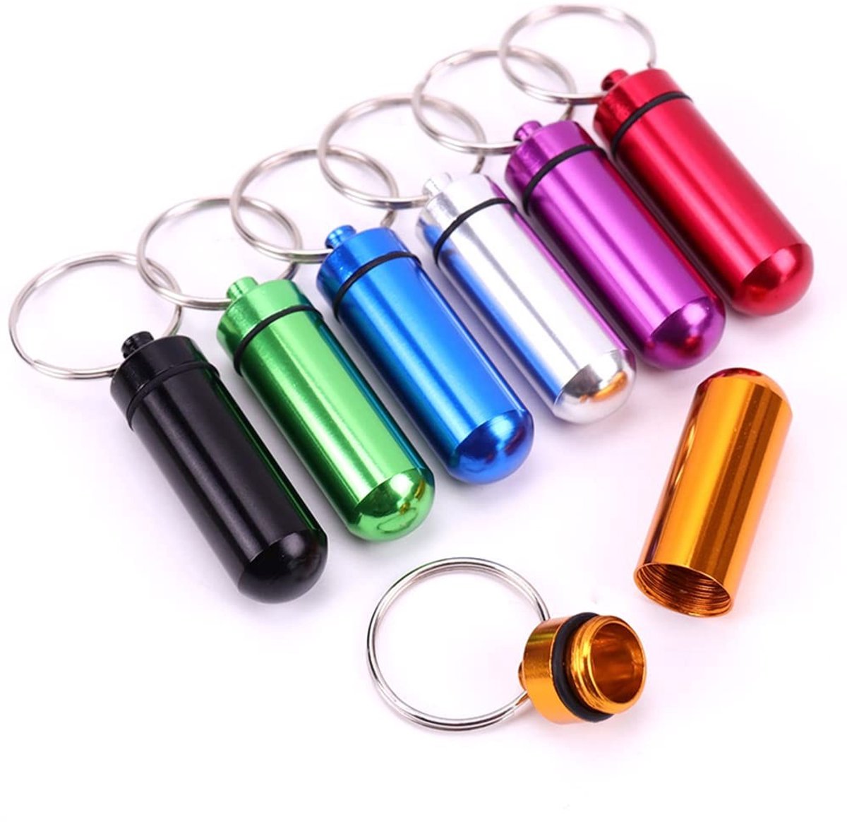 Dailygoods- Pillenhouder Draagbaar - 7 Kleurige Pillendozen - Mini Pillendoosjes - Sleutelhanger - Waterdicht - Organiseerd Medicatiebeheer - Pillendoos