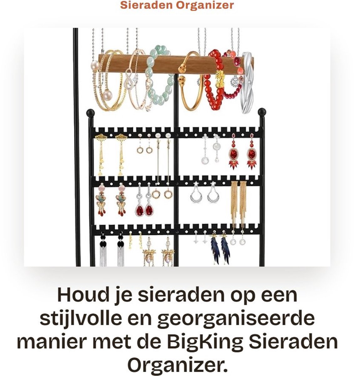 Dailygoods- Sieradenhouder - Sieraden organizer - Armband houder - Ringenhouder - Sieradenboom - Hoogwaardige metalen constructie - Sieradenorganizer
