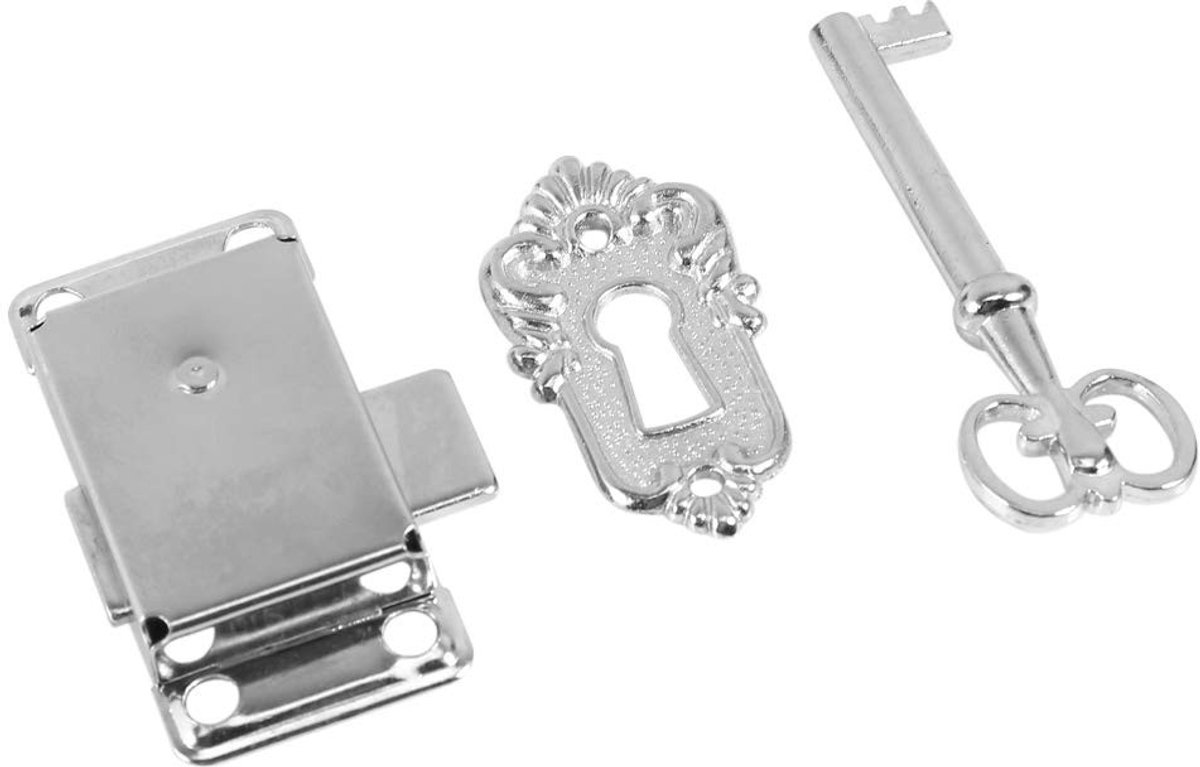 Dailygoods- Meubelslot Antiek Zilver - Vintage Kastslot - Decoratief Sleutelblad - Compact Ontwerp - Eenvoudig te Gebruiken - Geschikt voor Kledingkasten