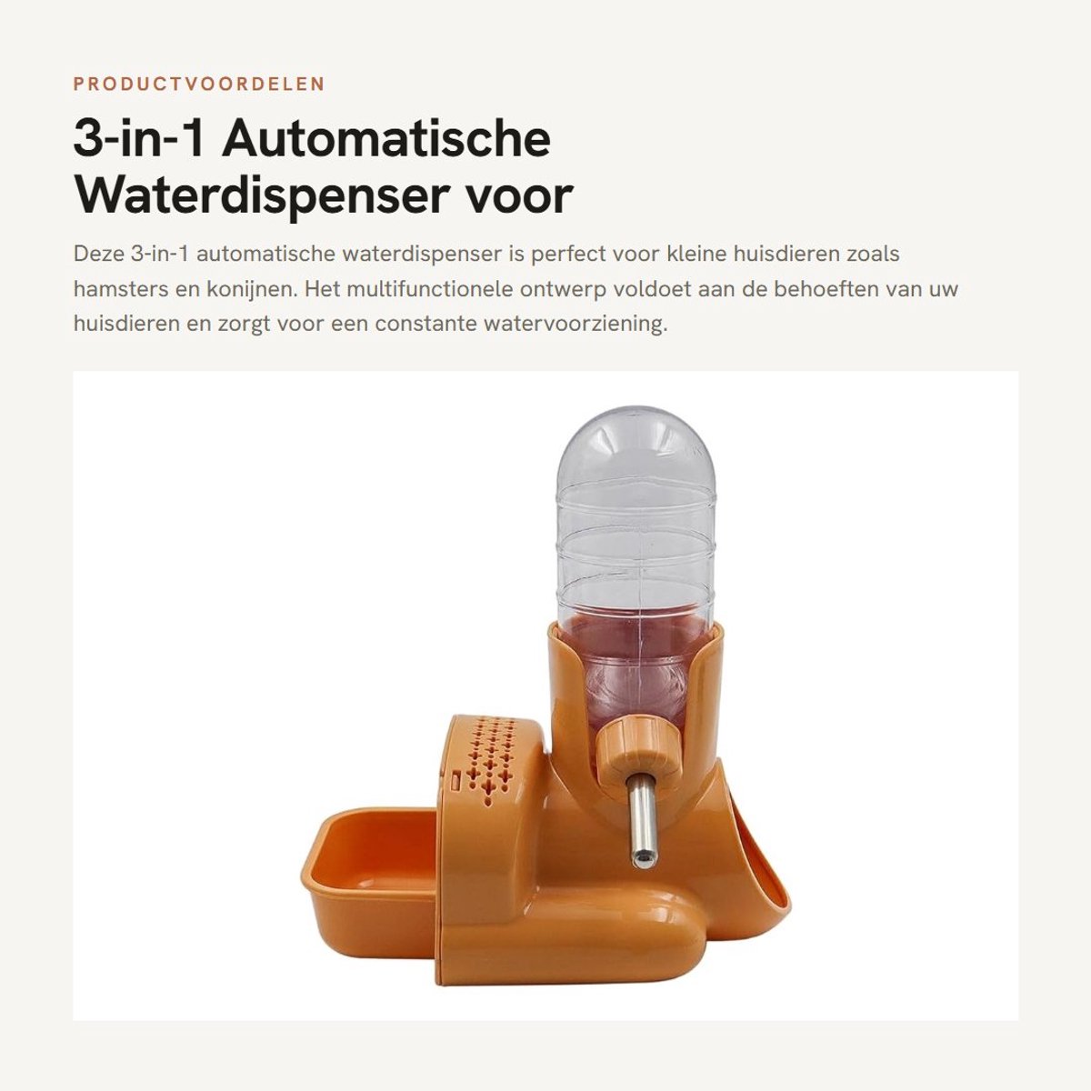Dailygoods- Waterfles 3-in-1 Multifunctioneel - Waterdispenser - Schuilplaats - Voedseldoos - Duurzaam - 120 ml Capaciteit - Dierenwaterfles