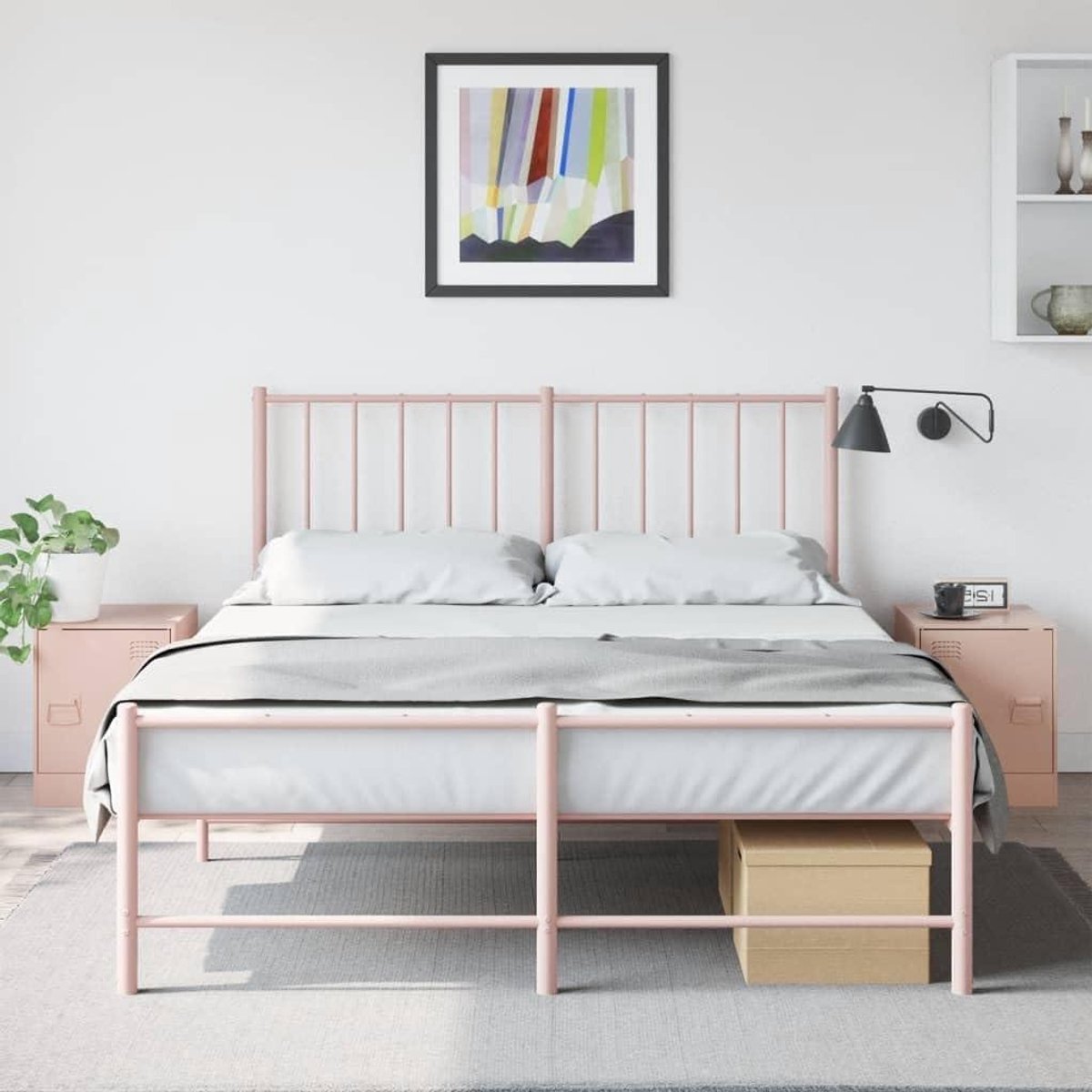 Nachtkastjes Set - Sidetables - Slaapkamer Opbergen - Stabiel Stalen Frame - 34.5 x 39 x 44 cm - Roze