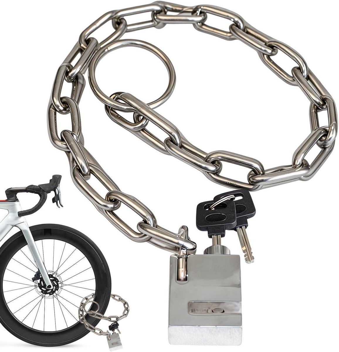 Kettingfietsslot - Flexibel hangslot - Beveiliging buiten - Roestbestendig ontwerp - 80 cm - Zwart