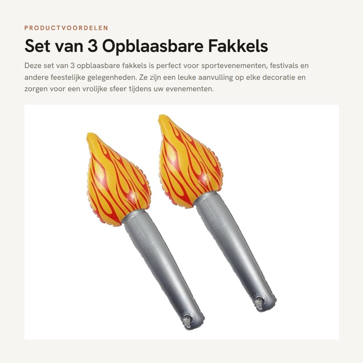 Dailygoods - Set van 3 Opblaasbare Fakkels voor Sportevenementen en Feesten