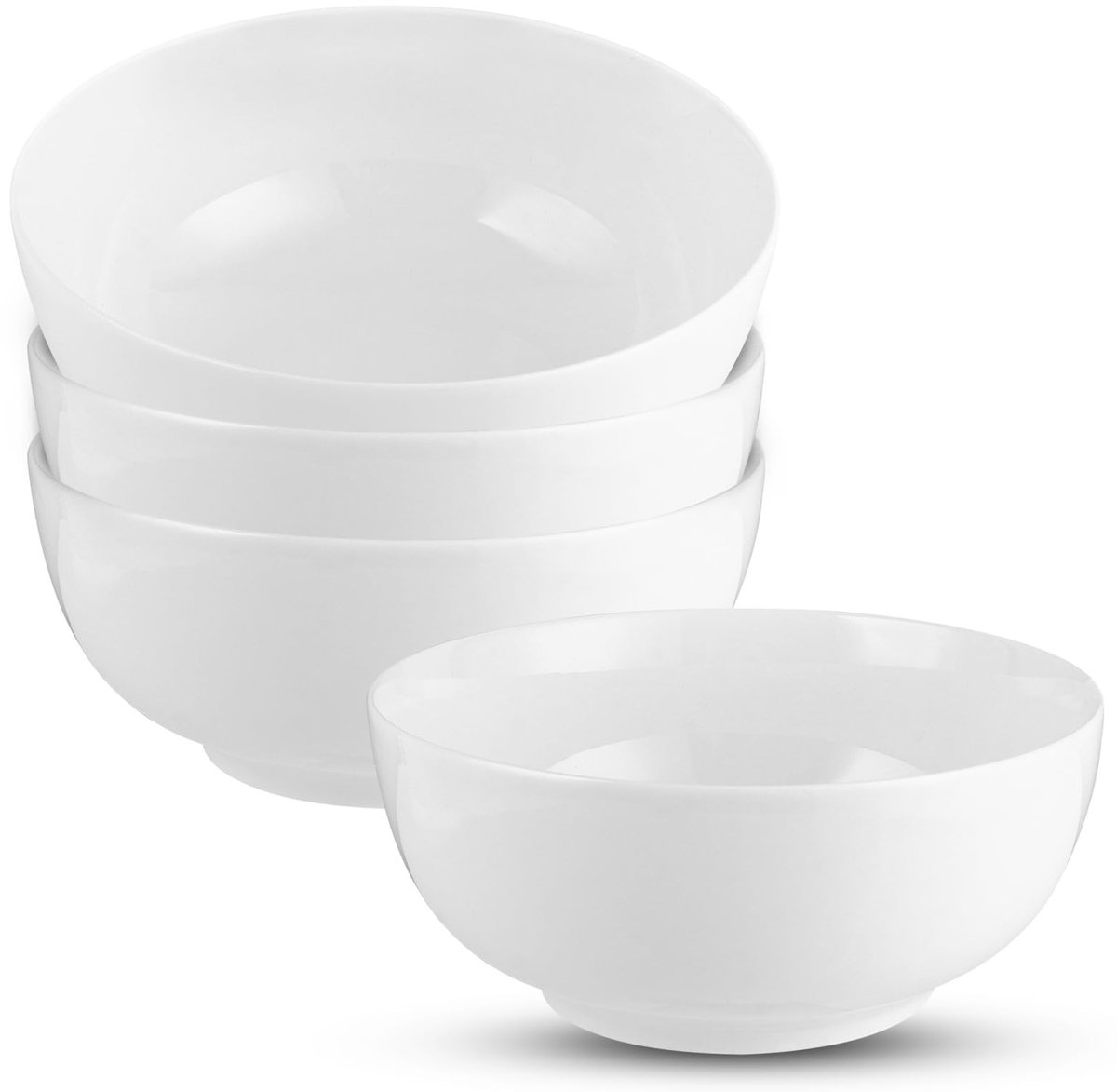 Dailygoods- Slakommen Set van 4 - Keramische Kom 1000 ml - Porseleinen Serveerschaal - Hittebestendig - Makkelijk te Reinigen - Wit 17,5 x 7,5 cm - Serveerkom