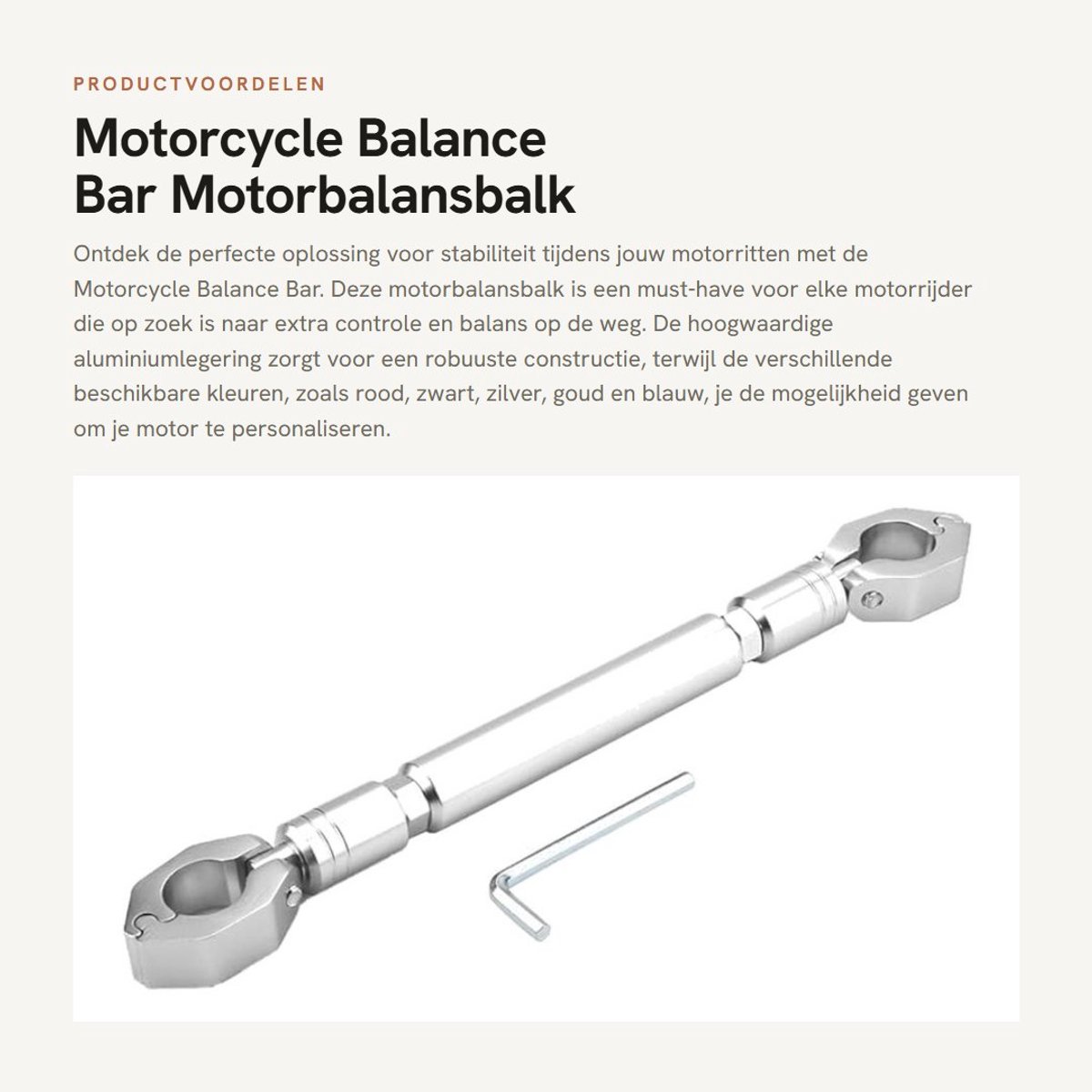 Dailygoods- Balance Bar Aluminium - Motorbalansbalk - Universeel - 22 mm Stuur - Motoraccessoires - Compatibel met accessoires - Motorstuur