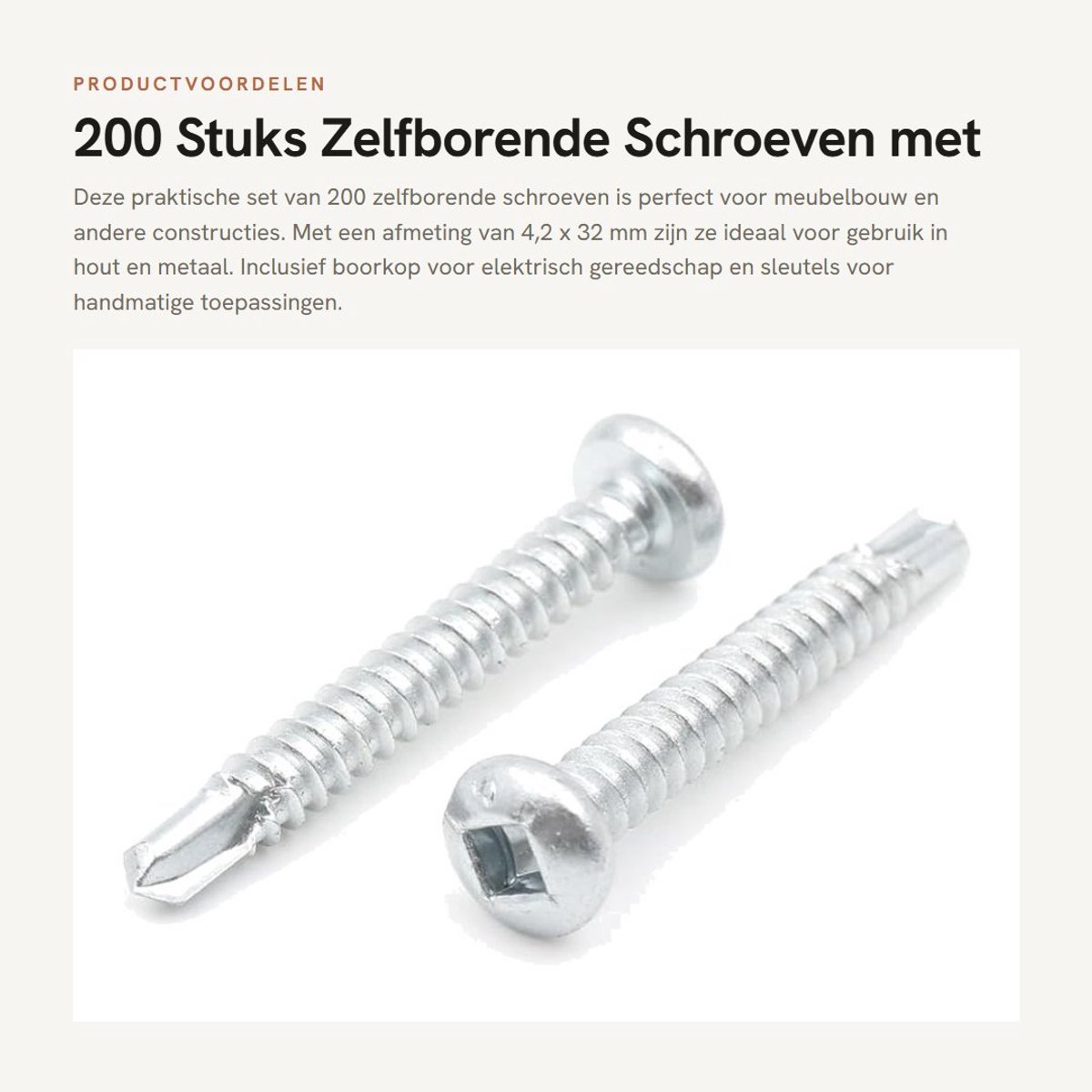 Dailygoods - 200 Stuks Zelfborende Schroeven met Bit voor Meubelbouw