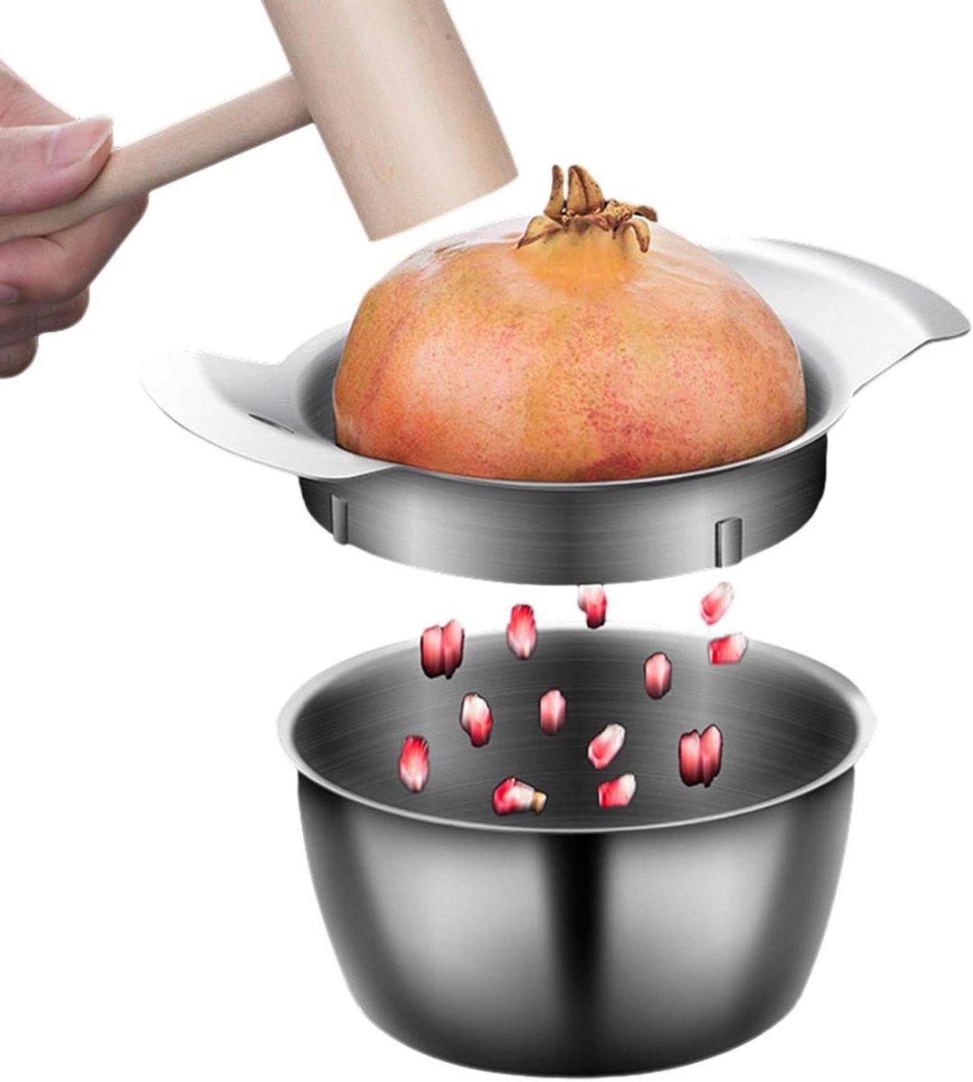 Granaatappel Ontpitter - Fruit Tool - Gezond Eten - Roestvrij Staal - 17.5 x 9 x 6cm - Zil