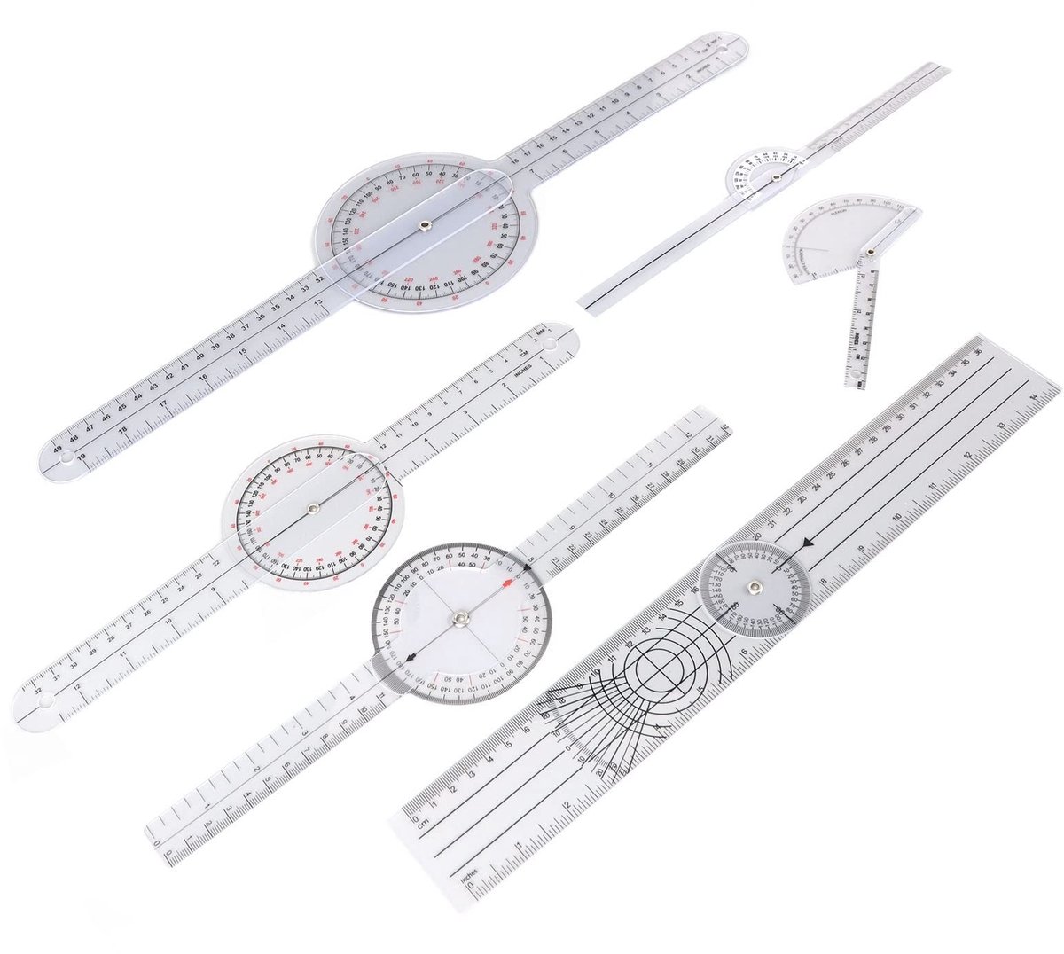 Dailygoods- Goniometer Duurzaam - Fysiotherapie - Medisch - 6 Stuks - Lichtgewicht - Hoogwaardig PVC Materiaal - Meetinstrument