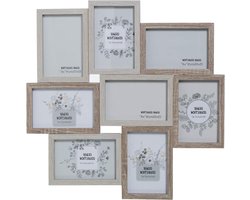 Houten fotolijsten set - Meerdere lijsten - Herinneringen tonen - Voor 8 foto's - 10x15 cm - Bruin wit