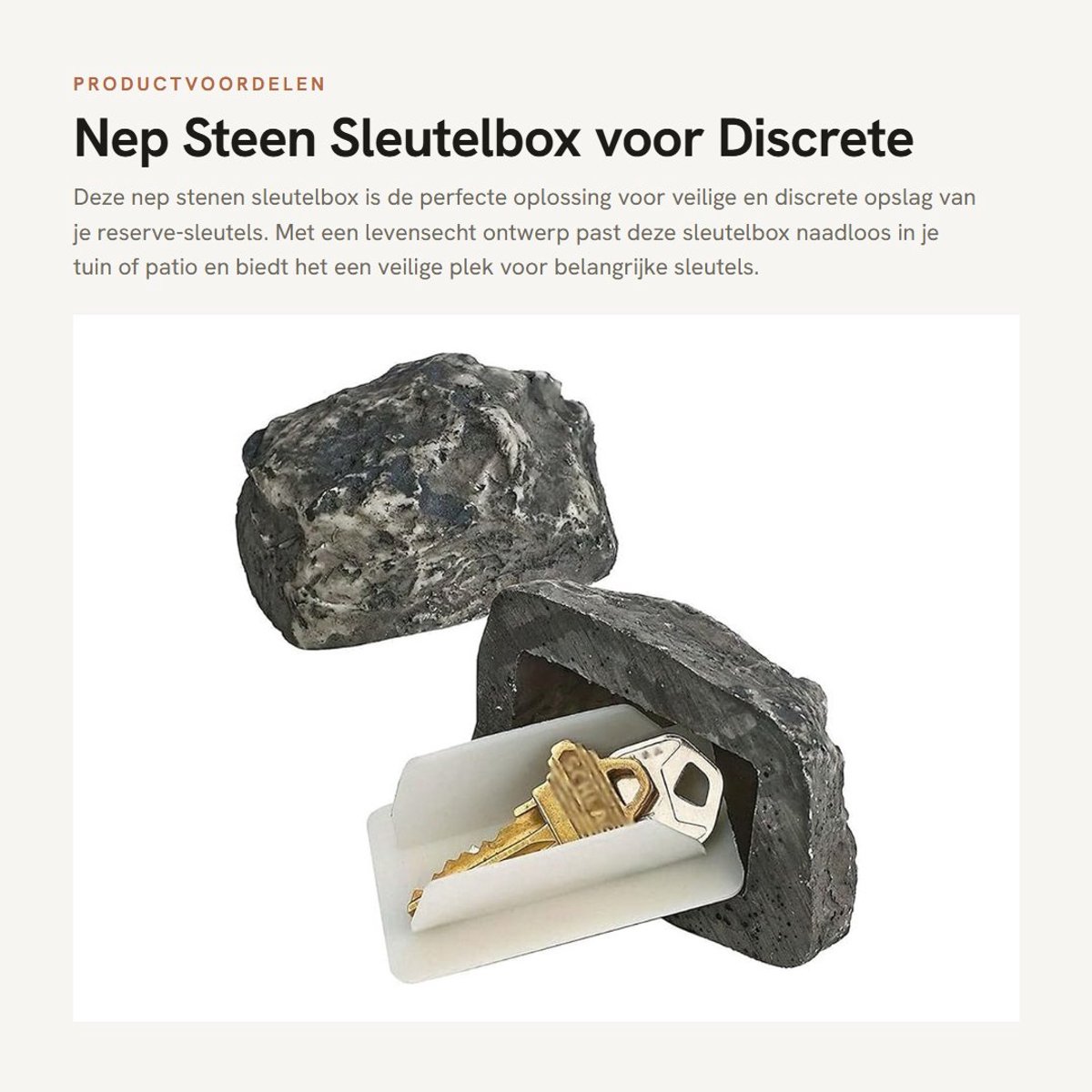 Dailygoods- Sleutelbox Realistisch Ontwerp - Verstevigde Sleutelopslag - Discreet Sleutelhouder - Beveiligde Sleutelopbergdoos - Tuin Decoratie - Afmetingen 8,3 x 5,7 x 4,5 cm - Sleutelhider