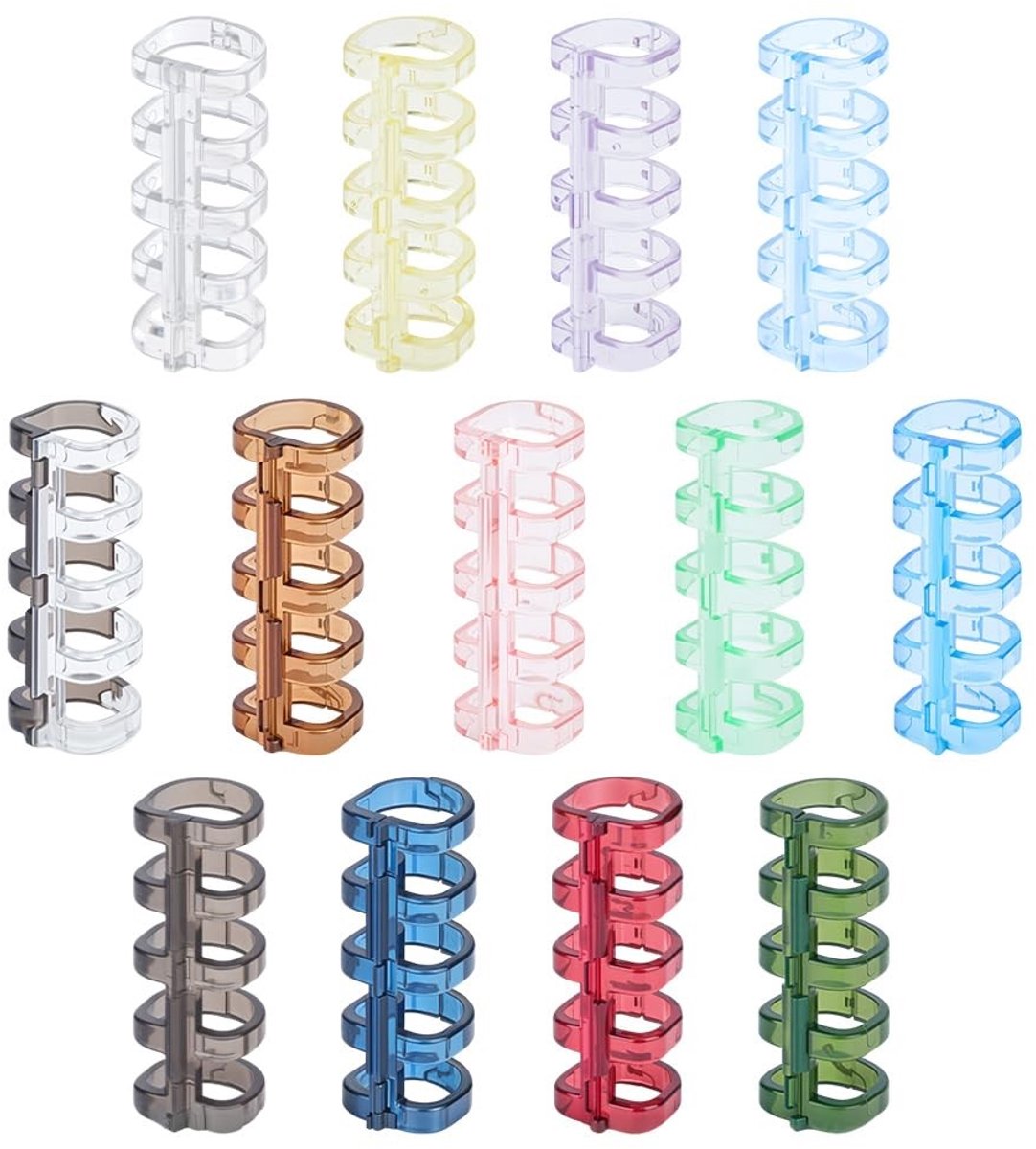 Dailygoods- Bindkammen 52 Stuks - 5-Ringen - Kunststof - Gedeelde Bindkammen - Notitieboek - Dagboek - 13 Kleuren - Boekenringen