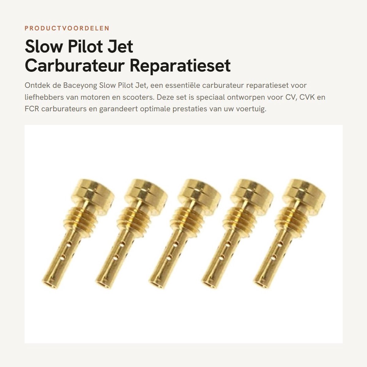 Dailygoods- Pilot Jet - Carburateur Reparatieset - Geschikt voor CV/CVK/FCR - Duurzaam - Lengte 15mm - Inclusief 1 Set - Carburateuronderdelen