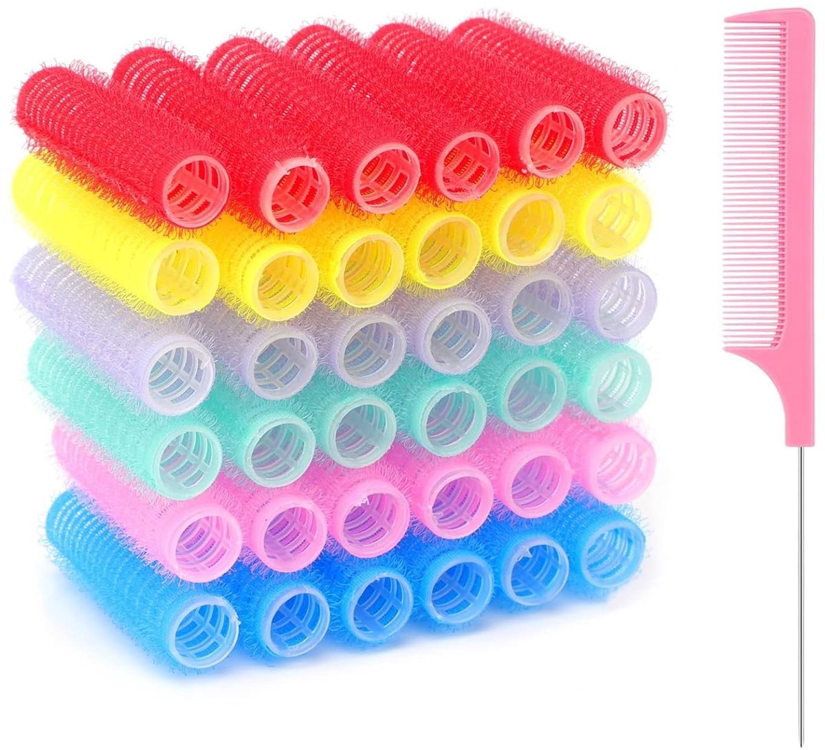 Dailygoods- Krulspelden 37 Stuks - Zelfklevend - Salon/Kappers - Staartkam met Stalen Naaldpunt - Hoogwaardig Nylon - Duurzaam en Comfortabel - Haarspelden