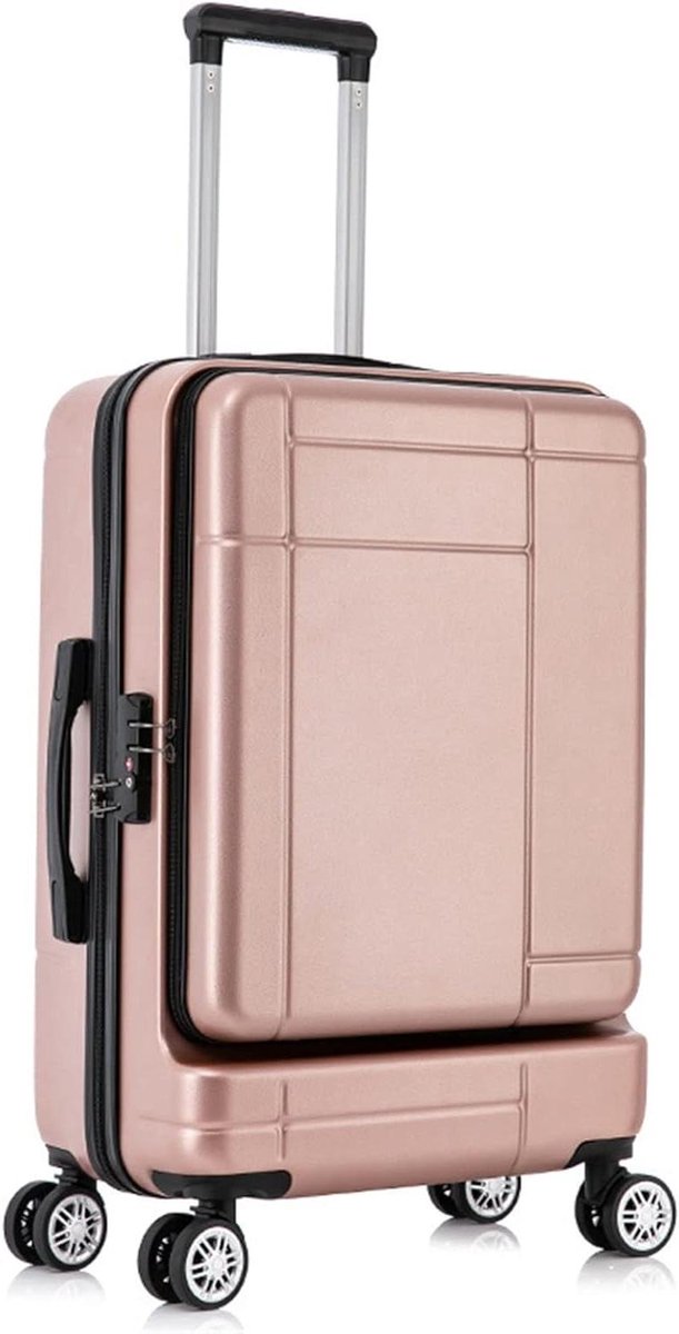 Reiskoffer - Handbagage Trolley - Stijlvol Reizen - Voorvak Opening - 60 cm - Rosé Goud