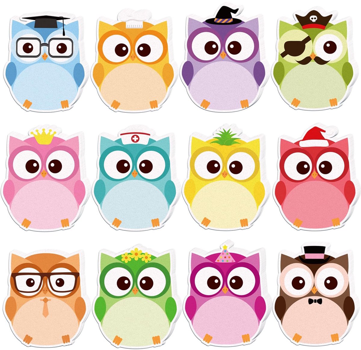 Dailygoods- Plaknotities 480 Vellen - Uil Vorm - Kawaii Zelfklevend - Mini Notitieblokken - School/Kantoor - Draagbaar Formaat - Sticky Notes