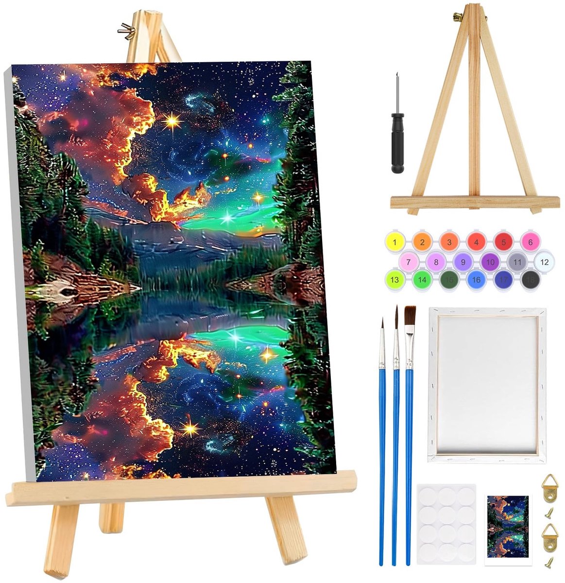Dailygoods- Schilderen op Nummer - 8 x 8 inch Canvas met Frame - Doe-het-zelf Kunst Kit - Wanddecoratie voor Volwassenen - Eenvoudig en Schattig Patroon - Geschikt voor Beginners - Doe-het-zelf Schilderij