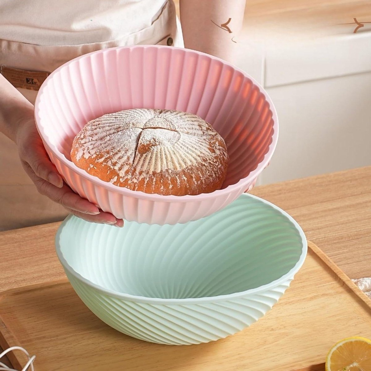 Brood Bakvorm - Rijsmandje Deeg - Zuurdesem Bakken - Opvouwbaar Siliconen - 23.5 cm - Grijs