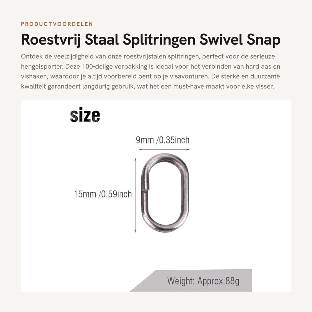 Dailygoods- Splitringen 100-delig - Roestvrij Staal - Ovaal - Visaccessoire - Stekker - Duurzaam - Vissplitringen