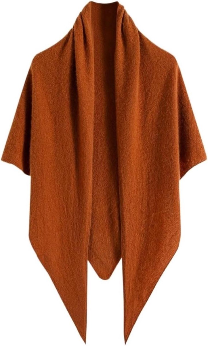 Gebreide Sjaal - Dames Cape - Winterse Warmte - Gecombineerd Design - 120 x 43 cm - Effen Kleur