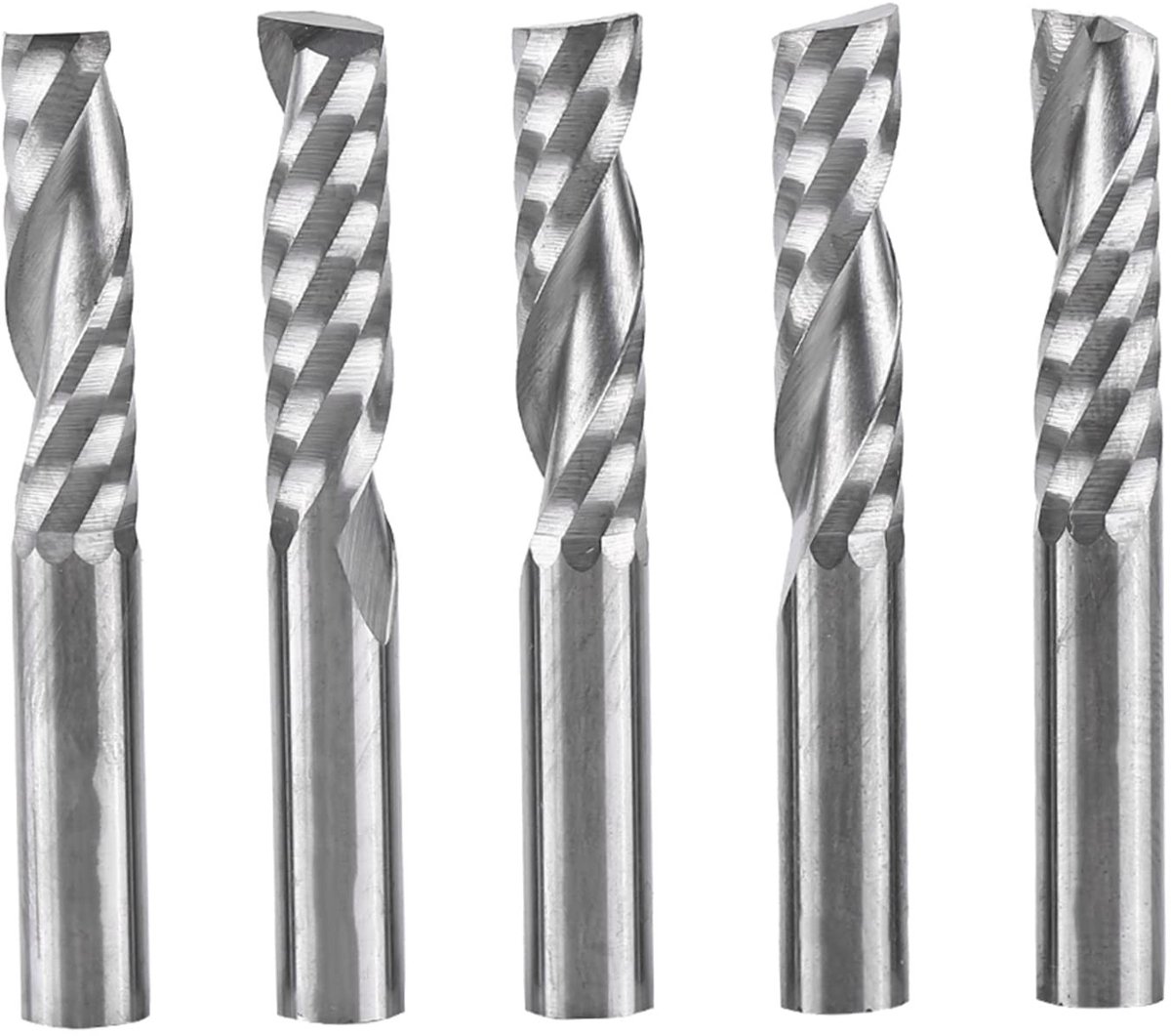 Dailygoods- Frezen Set van 5 Stuks - 6mm Snijkant - Wolfraamcarbide - Enkele Groef - CNC Vingerfrezen - Geschikt voor Diverse Materialen - Snijgereedschap