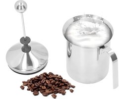 Handmatige Melkopschuimer Kan van RVS, 800ML Dubbelwandige Melkopschuimer voor Latte Art en Koffie Creaties